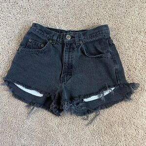 SONOMA Vintage Black Denim High Rise Cut Off Upcycle Cotton Shorts Women's 26